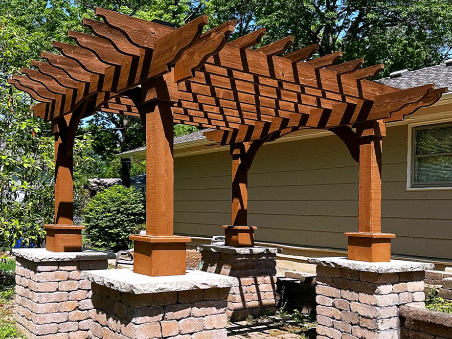 Staining and restoring wood pergolas in Olathe Kansas